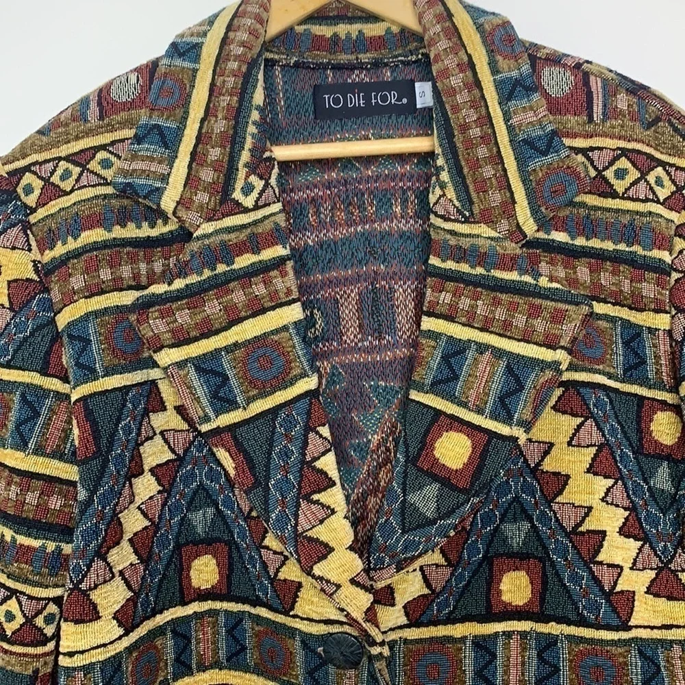 To Die For || 100% Cotton Vintage Cropped Woven Tapestry Southwestern Jacket S